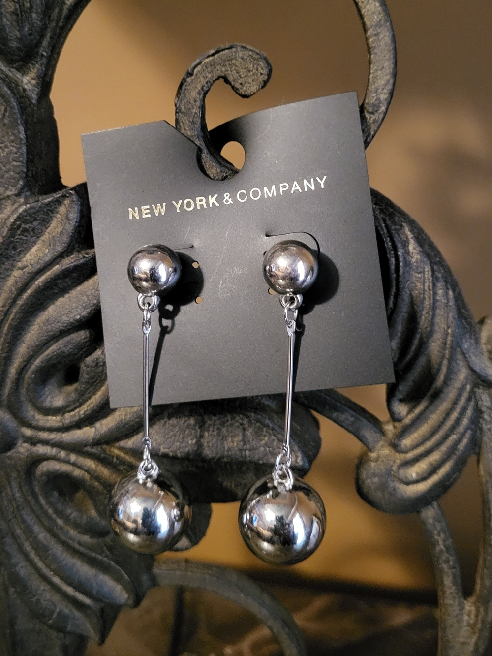 New York & Company Silver-Tone Drop Earrings NWT